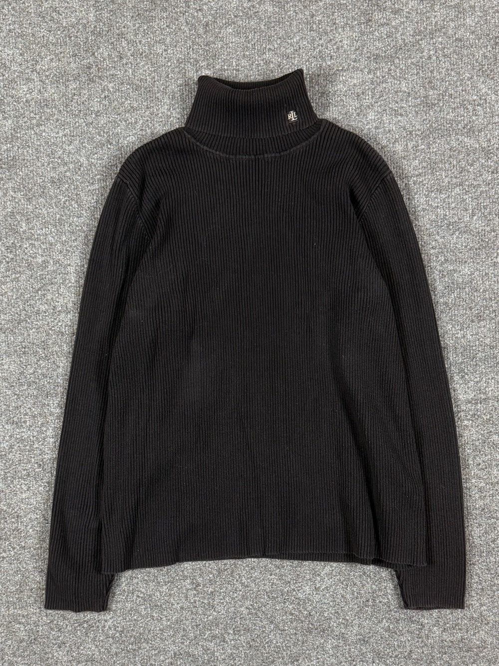 Vintage Ralph Lauren Brown‎ Turtleneck Ribbed Sweater Women’s Large 100% Cotton